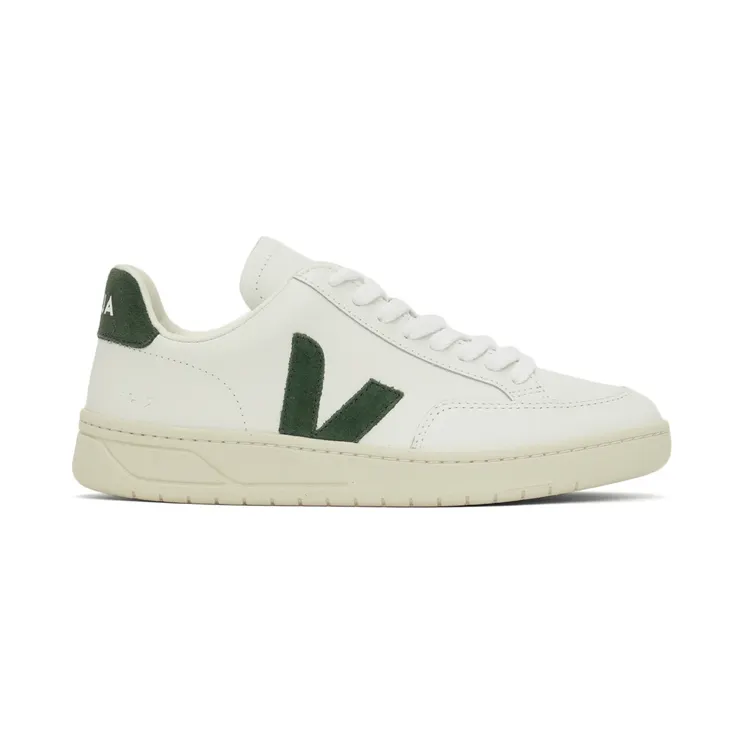 Veja White & Green Leather V-12 Sneakers (XD0202336)