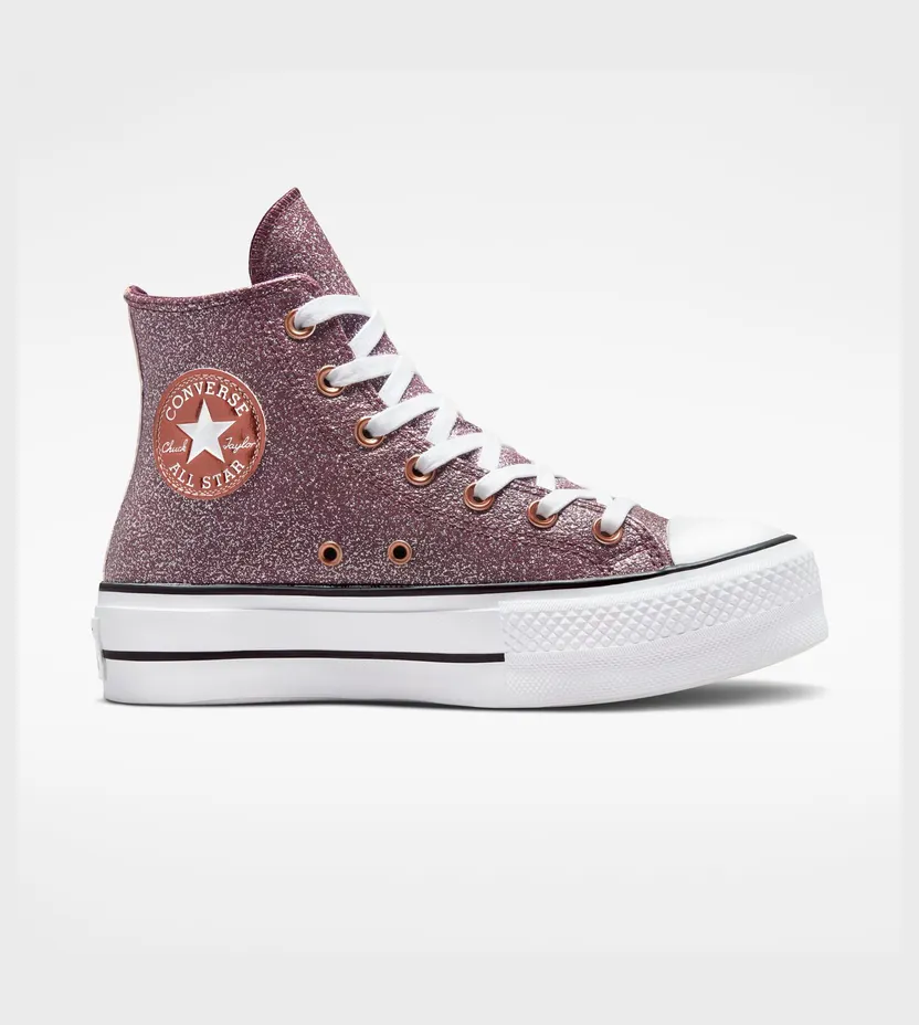 Converse Chuck Taylor All Star Lift Platform Metallic Glitter Dark Wine/copper/wit (A03240C)