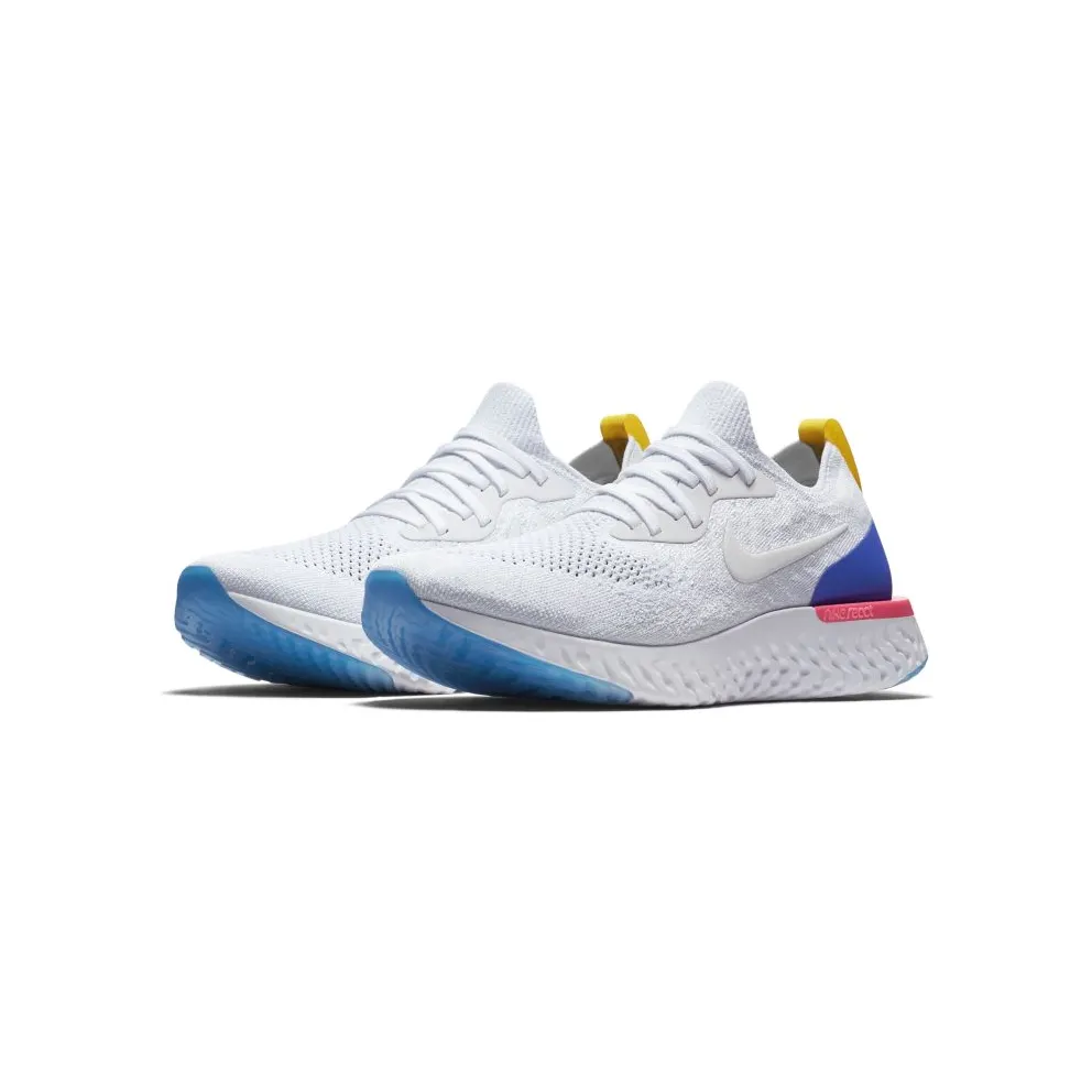 Nike Epic React Flyknit White Racer Blue Pink Blast White/White-Racer Blue-Pink Blast (AQ0067-101)