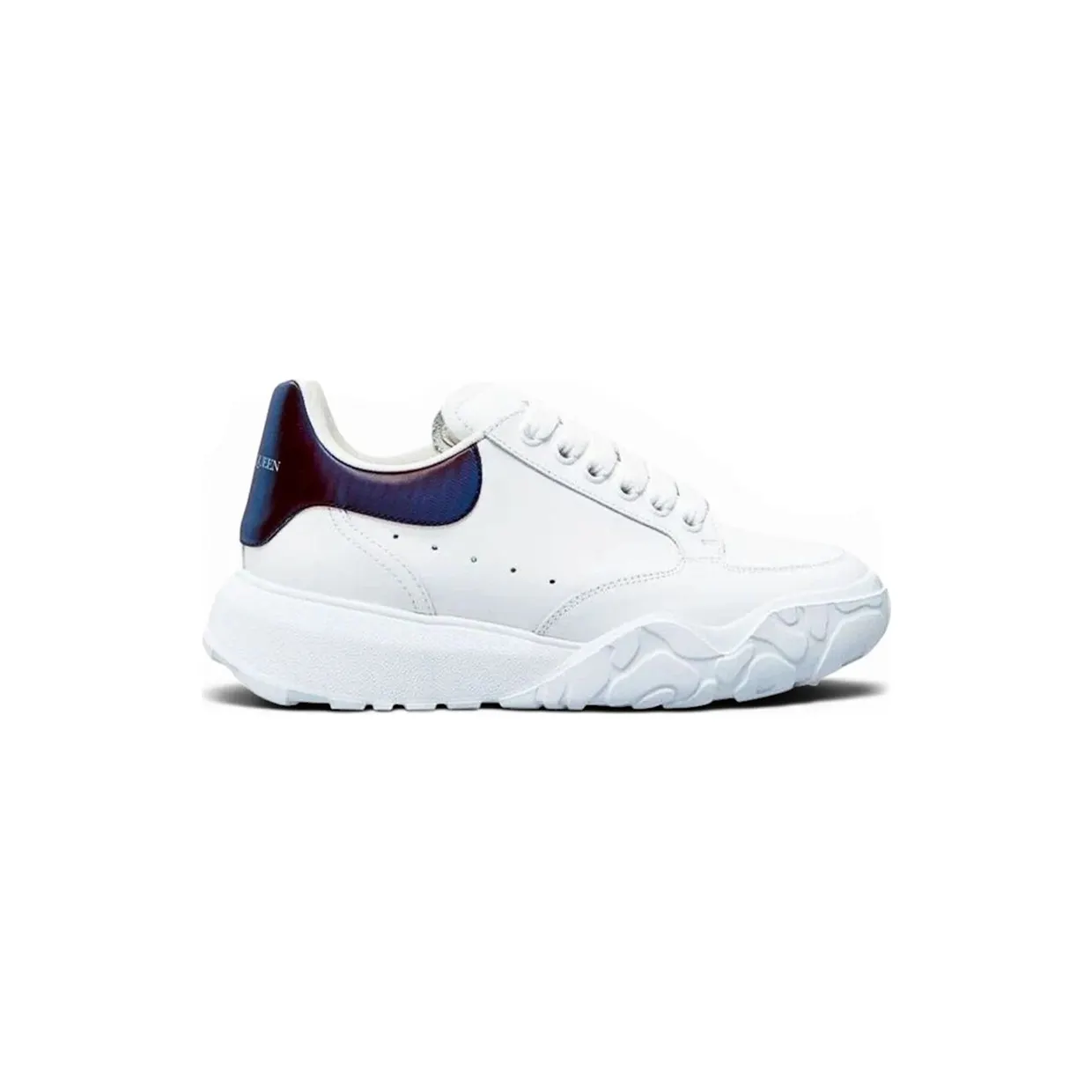 Alexander McQueen Oversized Court Trainer White Chrome Blue Lenticular (667803 WIA9J 9409)