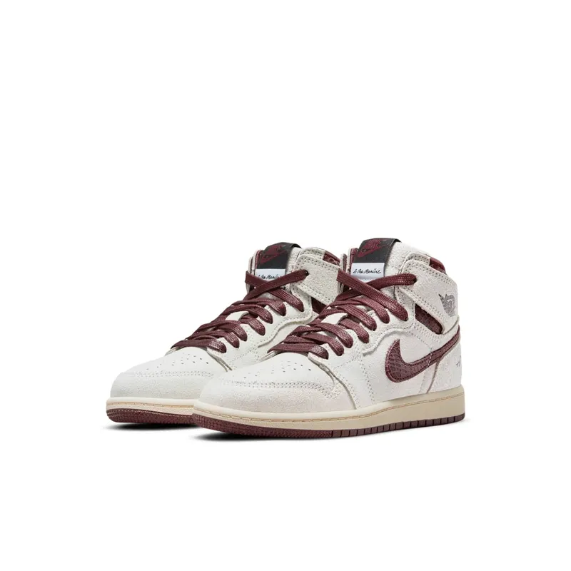 Air Jordan x Ma Maniere 1 High OG (PS) – “Sail / Burgundy Crush” (DO7099-100)