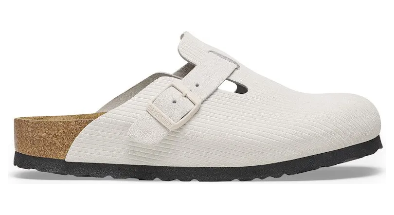 Birkenstock Boston Embossed Corduroy Suede Antique White (1025252)