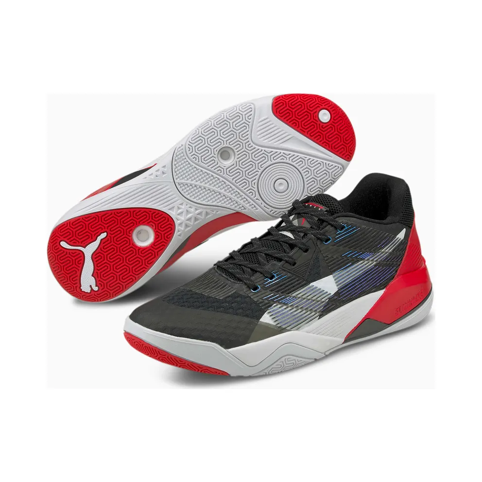 Puma Eliminate Power Nitro Handball Shoes White/Black/Red (106460-01)