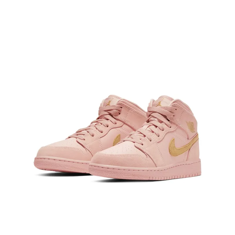 Jordan 1 Mid Coral Gold (GS) Coral Stardust/Club Gold-Coral Stardust (BQ6931-600)