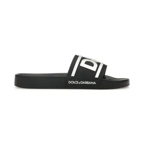 Dolce & Gabbana Beachwear Sliders DG Logo Black White (CS2072AQ85889690)