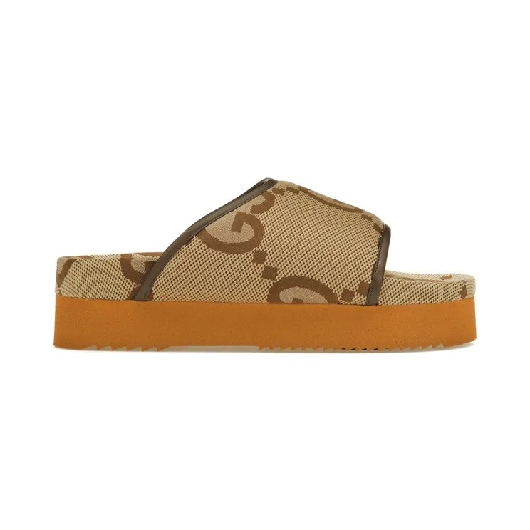 Gucci Jumbo GG Platform Slide Camel Ebony Monogram (700301-UKM60-2593)