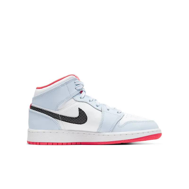 Jordan 1 Mid Half Blue Polka Dot Swoosh (GS) Half Blue/Black-White (555112-400)