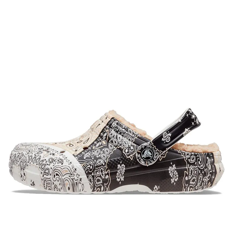 Crocs Classic Fleece Lined Clog Bandana Black White Chai (208061-2ZM)