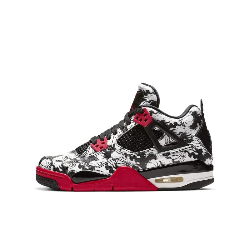 Jordan 4 Retro Tattoo 2018 (GS) Black/Fire Red-Black-White (BV7451-006)