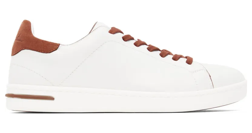 Loro Piana White & Brown Calfskin Traveler Walk Sneakers (FAL7967)