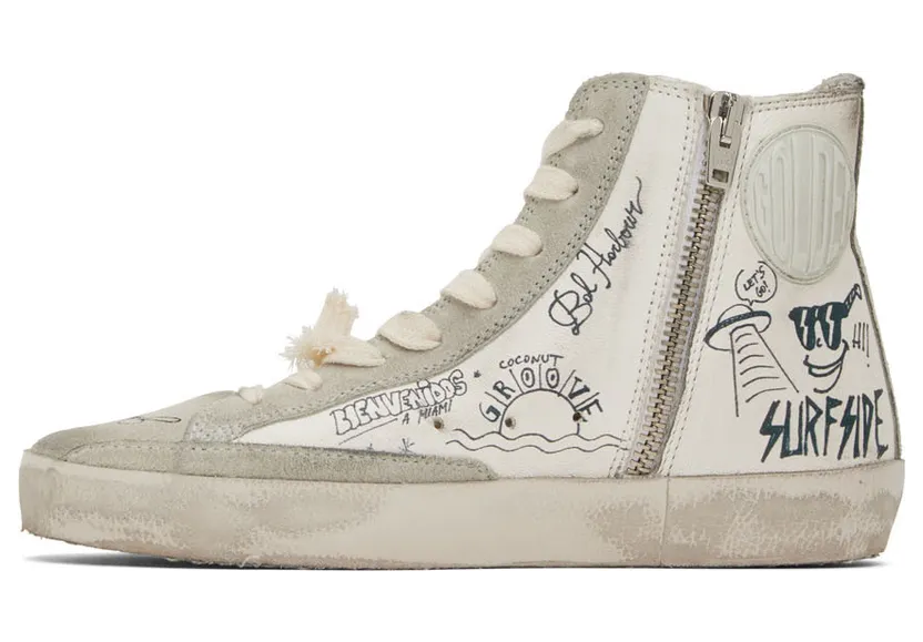Golden Goose White & Gray Francy Classic High-Top Sneakers (GWF00113.F002669.10220) (3)