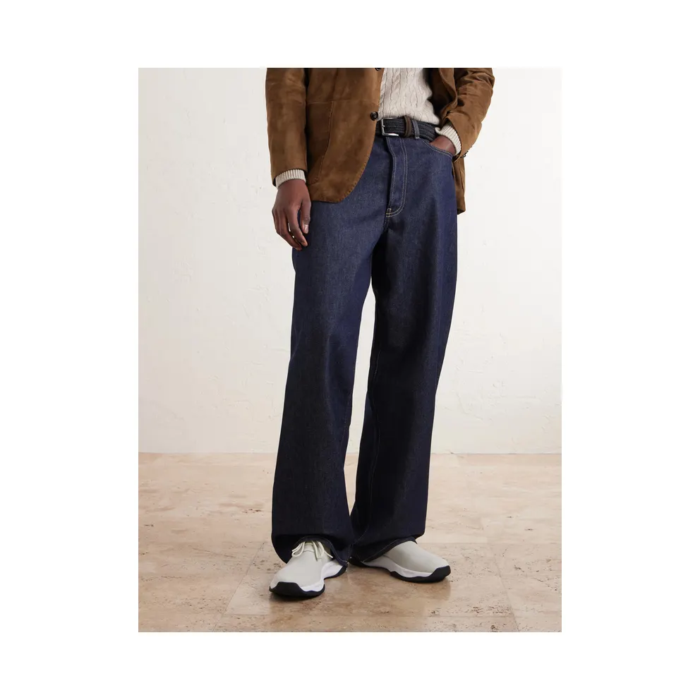 Berluti Shadow Logo-Embroidered Leather-Trimmed Stretch-Knit White (S6610-008)