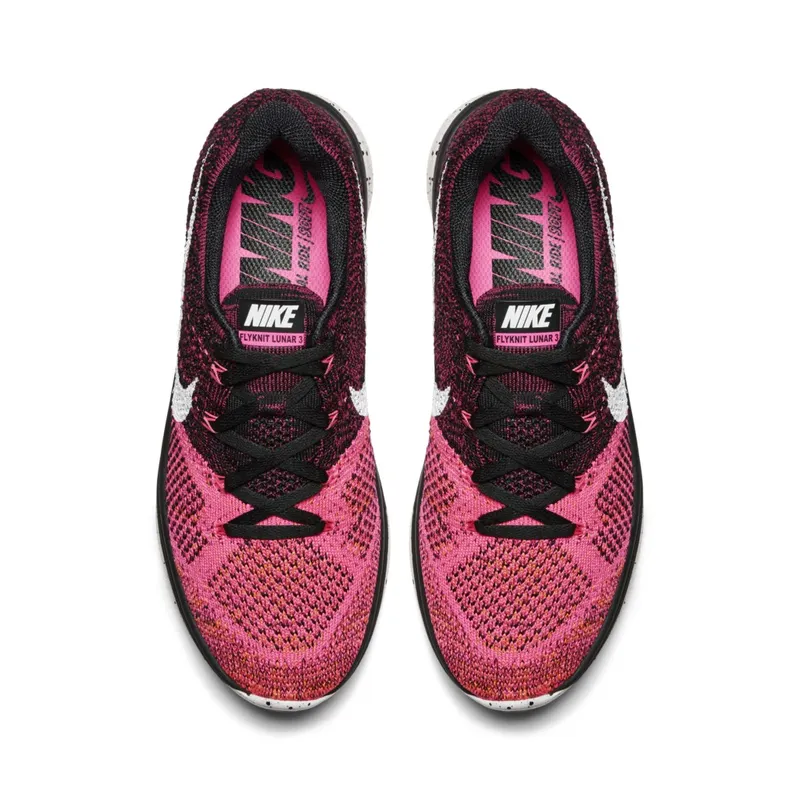 Nike  Flyknit Lunar3 Black Pink Orange (W) Black/White-Pink Pow-Total Orange (698182-002)