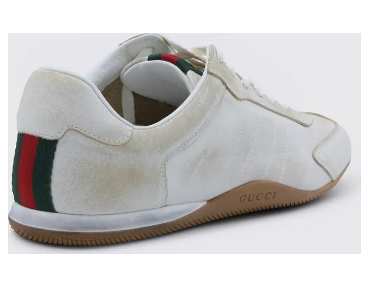 Gucci Shift Sneakers in Aged Leather White (857016AAFOE9073) (2)