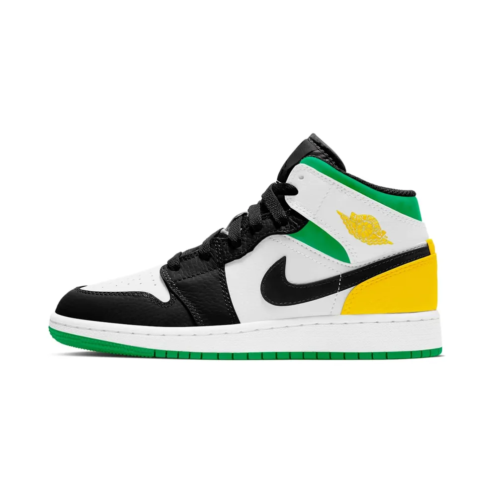 Jordan 1 Mid SE White Laser Orange Lucky Green (GS) White/Laser Orange-Black-Lucky Green (BQ6931-101)