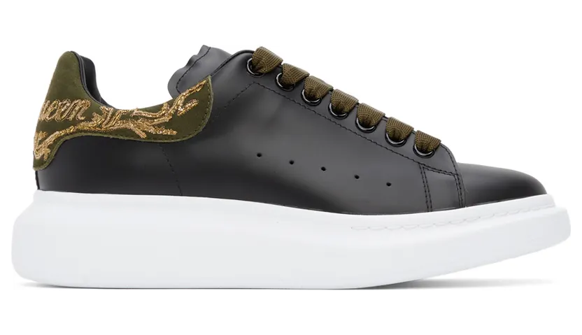 Alexander McQueen Black & Khaki Oversized Larry Sneakers (688524WIBN1)