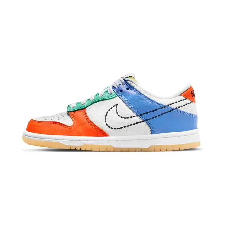 Nike Dunk Low GS “White / Safety Orange / Green Glow / Black” (DX3363-100)