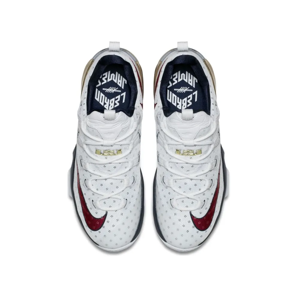 Nike LeBron 13 Low Olympic White/Obsidian-Metallic Gold-University Red (831925-164)