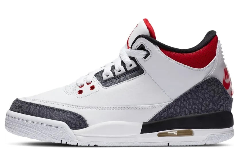 Air Jordan 3 Retro Denim SE GS “White / Black / Fire Red” (CZ6634-100)