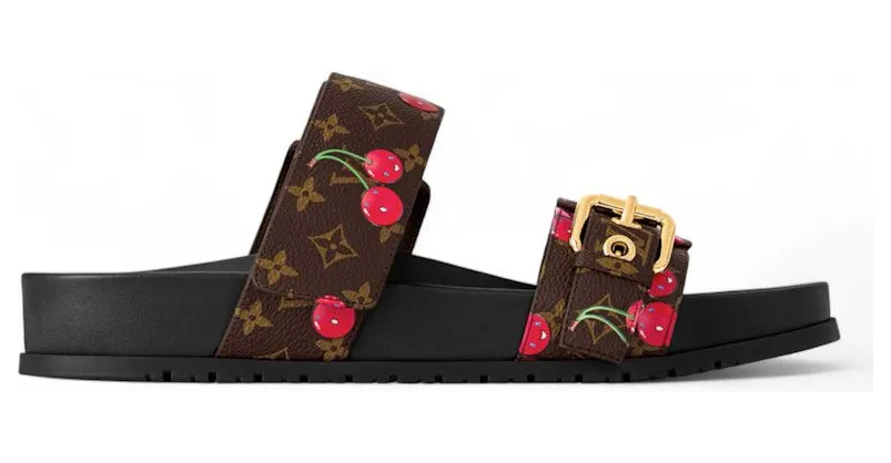Louis Vuitton Cherry Bom Dia Flat Comfort Mule x Takashi Murakami Brown Monogram Cherry (1AHM03)