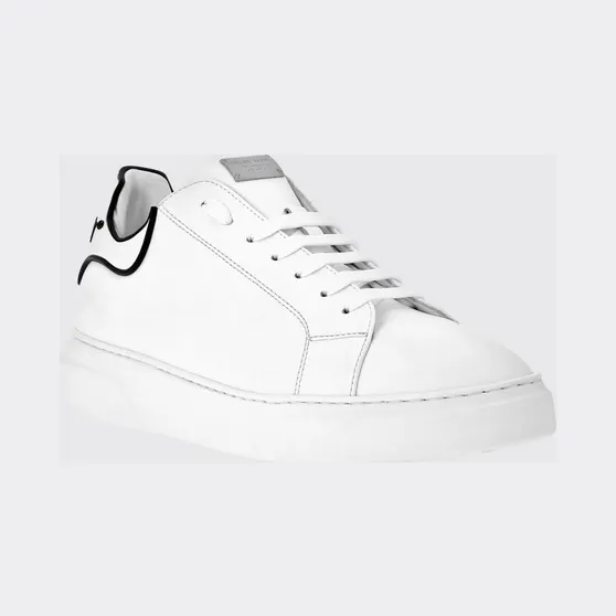 Philipp plein Big Bang Skull Low-Top Sneakers in Smooth Leather with Logo White (UABSUSC0347PLE075N01)