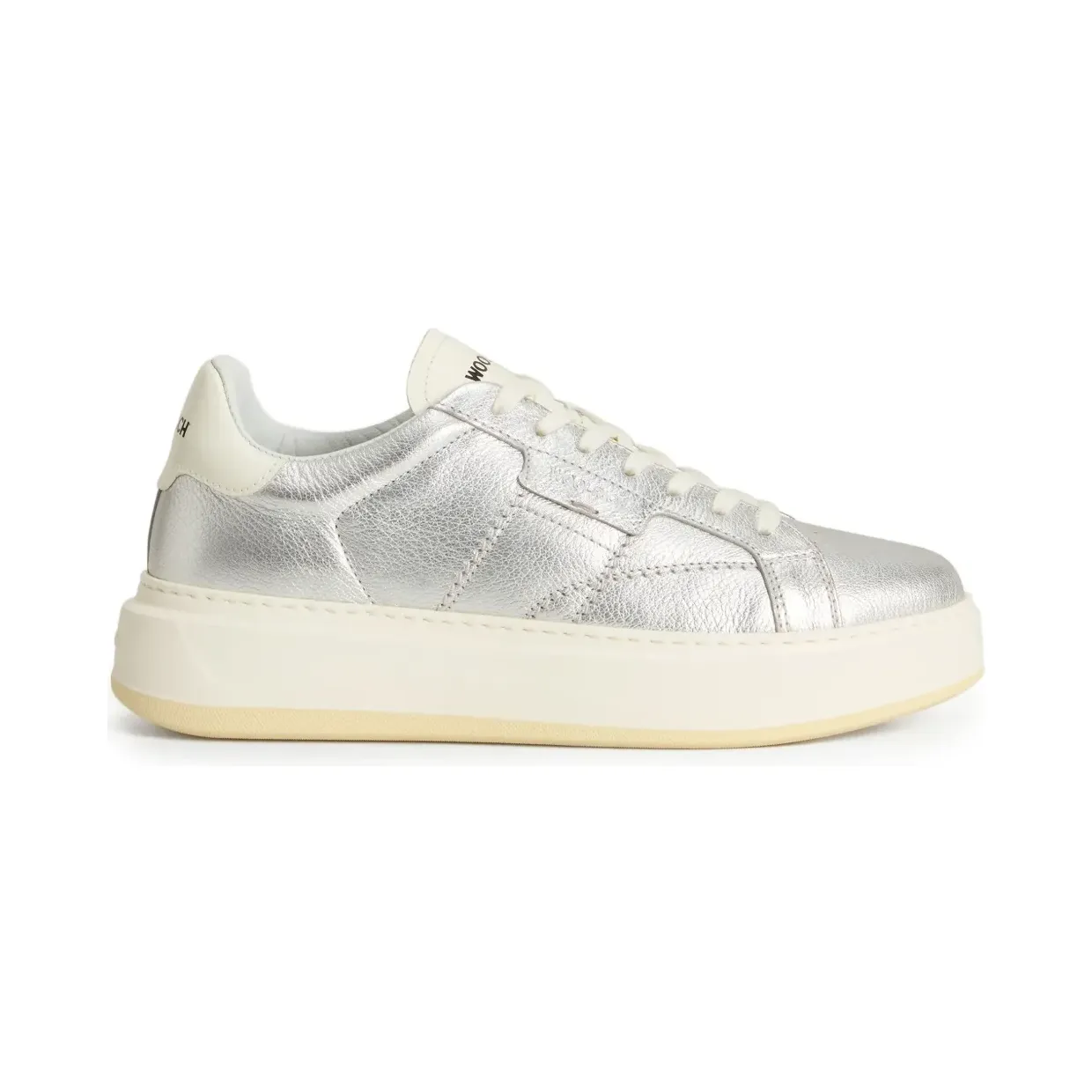 Woolrich Metallic leren met plateauzool “Silver” (CMWFFO2520FRUWF1K0)