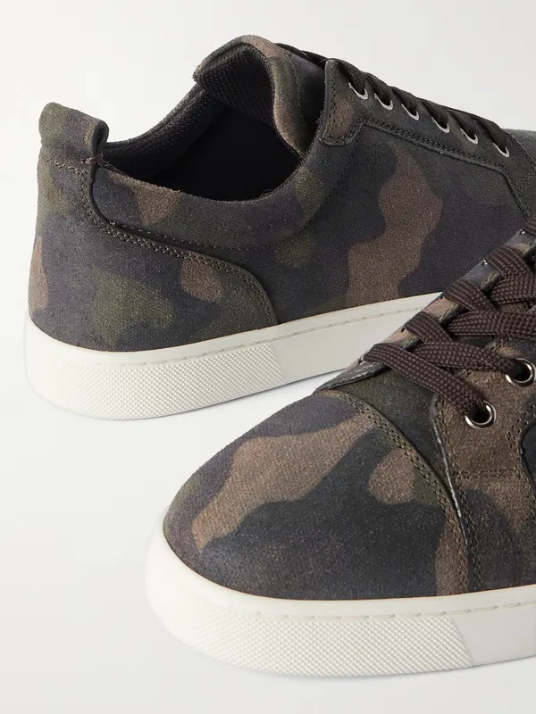 Christian Louboutin Louis Junior Camouflage-Print Nubuck Sneakers Green (3250632) (5)