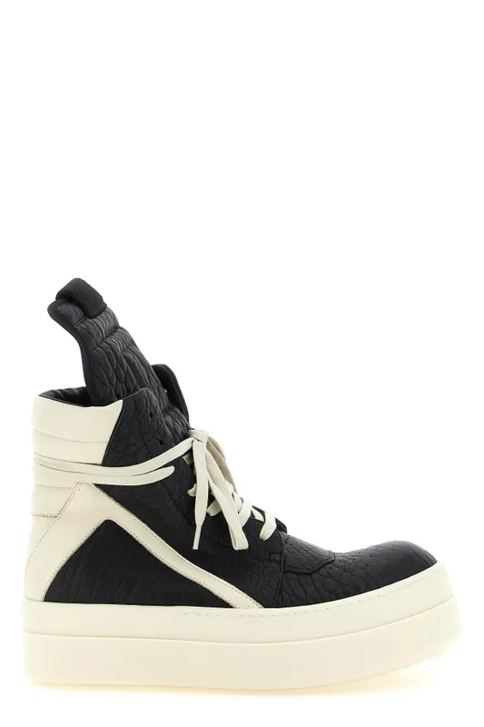 Rick Owens Mega Bumper Geobasket “White/Black” (RU02F4868LBBLCO911)