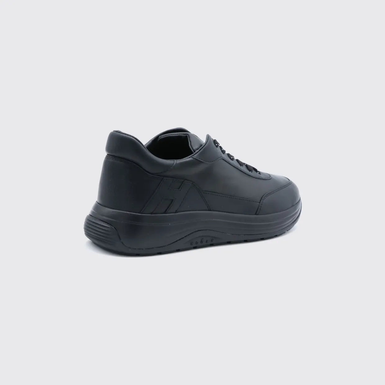 Hogan Hi-Light Smooth Calfskin Leather Sneakers with Tone-on-Tone H Logo Black (HXM7190GH50UAIB999) (2)