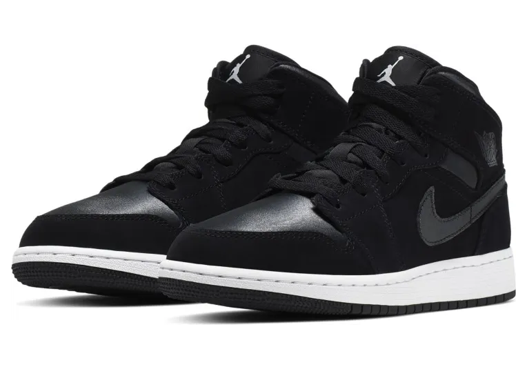 Jordan 1 Mid White Black Grey (GS)