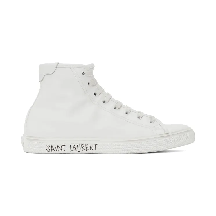 Saint Laurent White Leather Malibu Mid-Top Sneakers (64924900NG0)