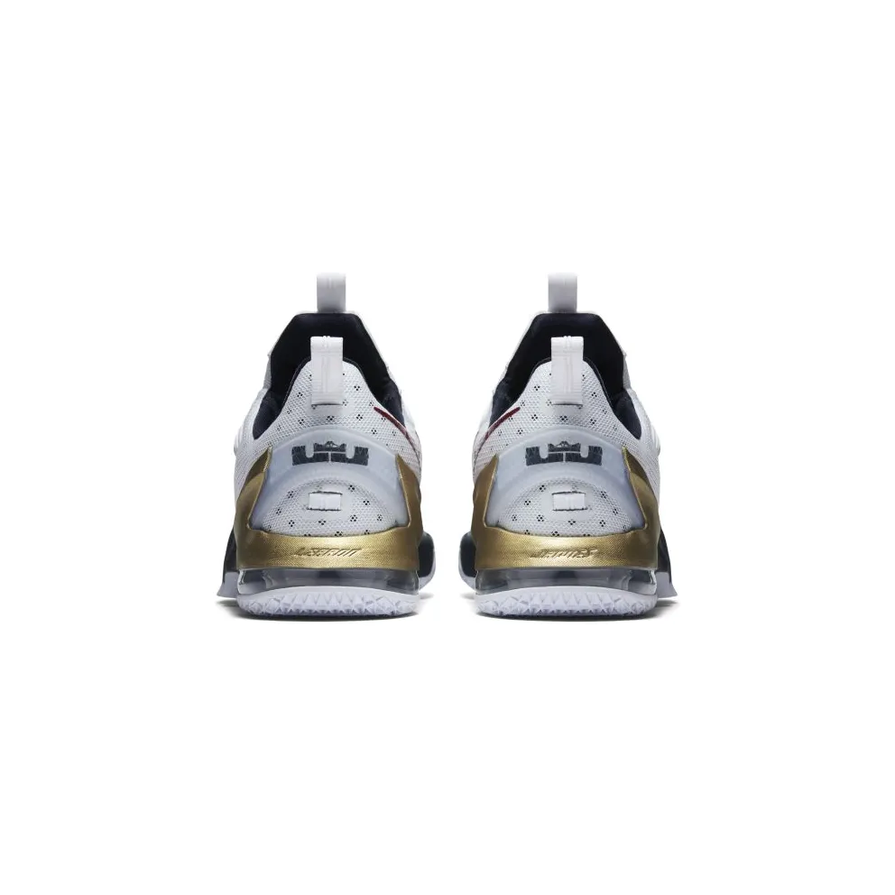 Nike LeBron 13 Low Olympic White/Obsidian-Metallic Gold-University Red (831925-164)