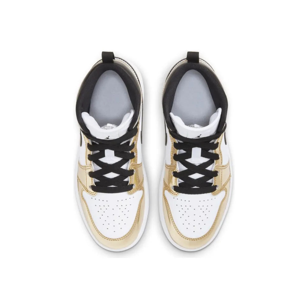 Jordan 1 Mid Metallic Gold Black White (PS) Metallic Gold/Black-White-Black (DC1422-700)