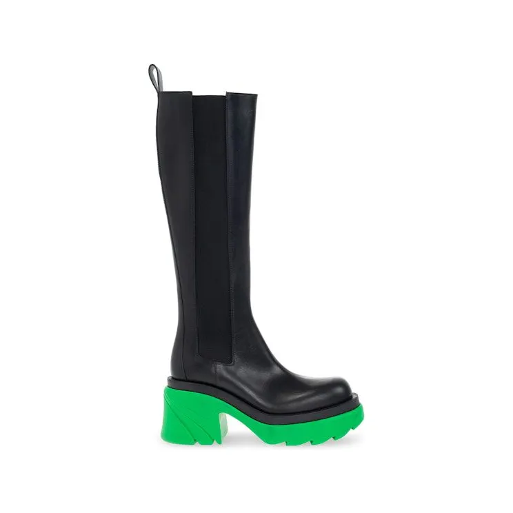 Bottega Veneta Leather Heel Boot Black Green (667149VBS501476)