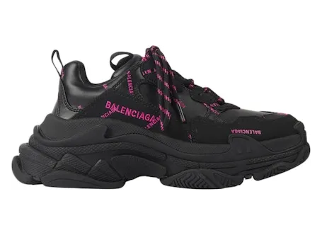 Balenciaga Triple S Allover Logo Black Pink (W)