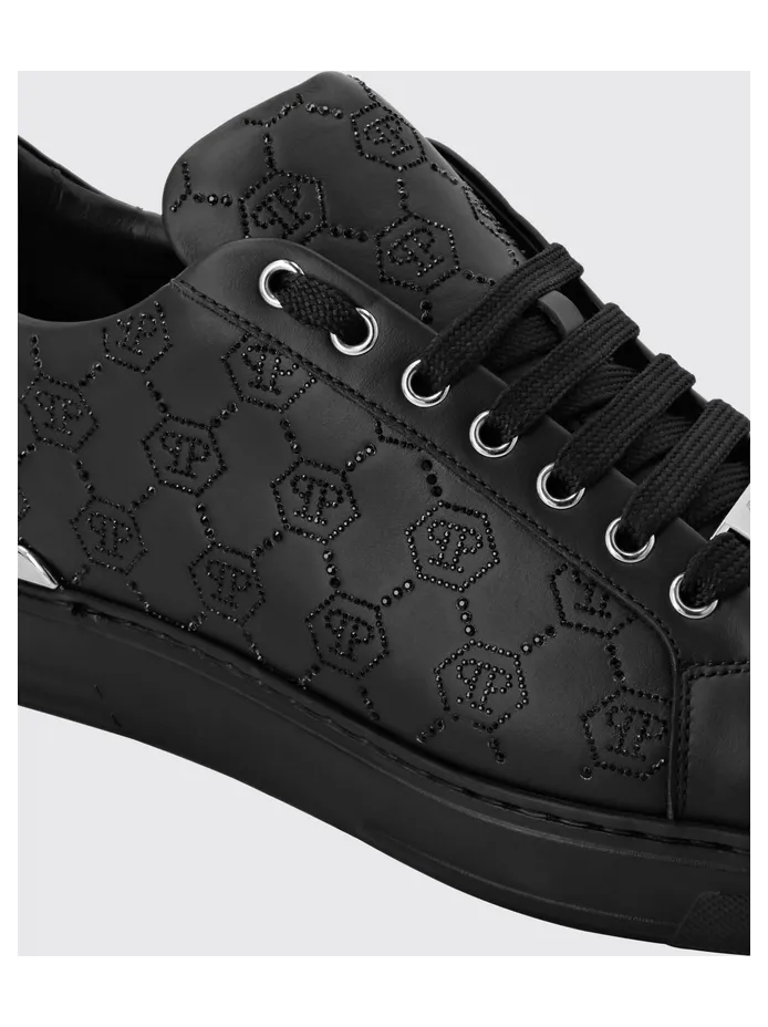 Philipp plein Leather Sneakers with Rhinestone Hexagon Black (AAESUSC0866PLE005N0202) (3)
