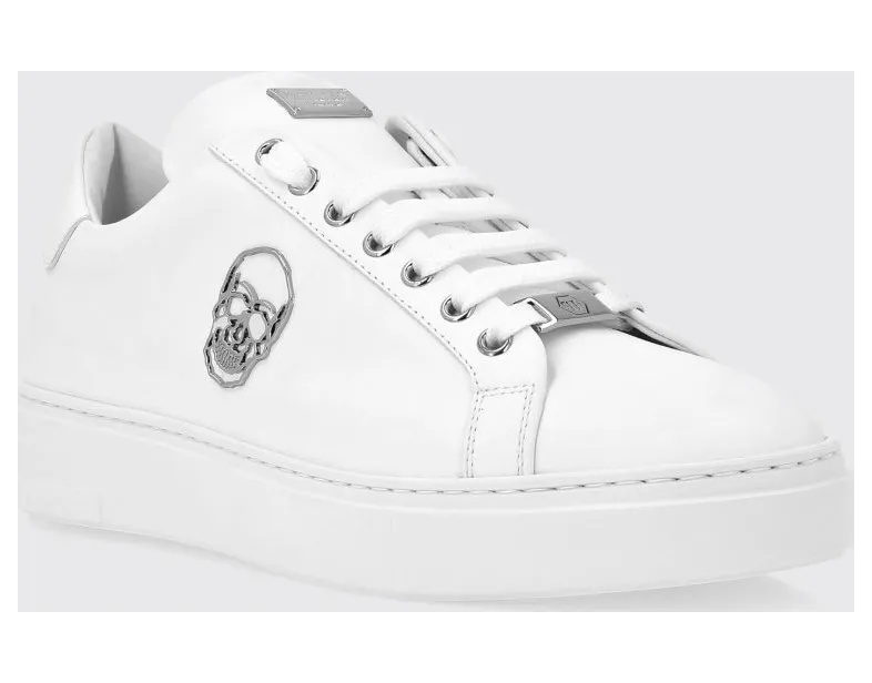 Philipp plein Skull Print Smooth Leather Low-Top Sneakers White (LADSUSC0789PLE005N01)