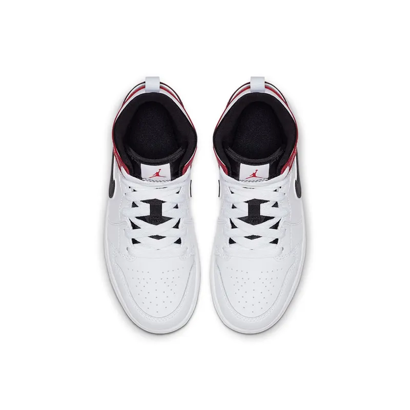 Jordan 1 Mid White Black Gym Red (PS) White/Black-Gym Red (640734-116)