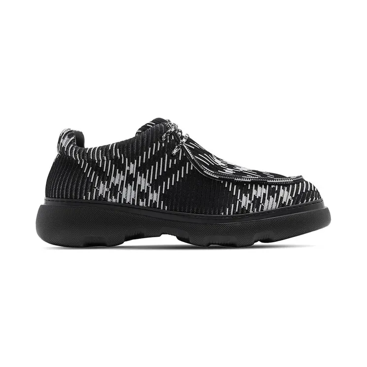 Burberry Checked Round-Toe Derby Shoes Black White (8083408)