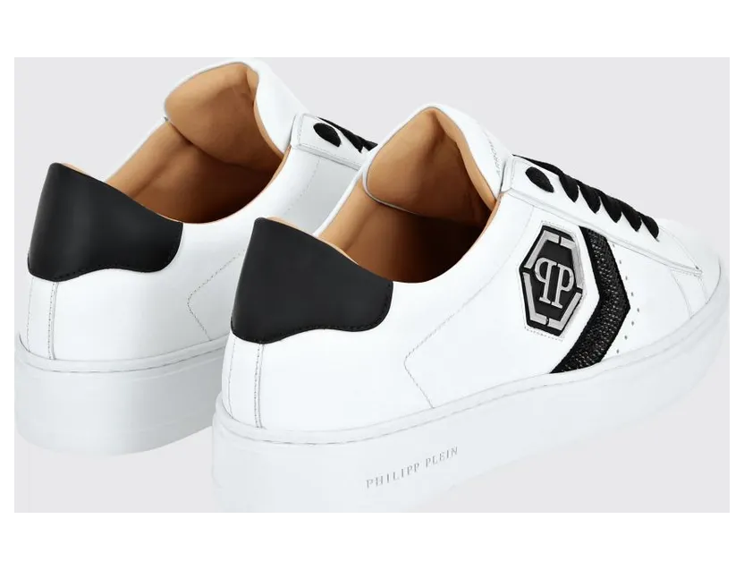 Philipp plein Low-Top Leather Sneakers with Monogram and Hexagon Logo Black (AADSUSC0678PLE075N02) (2)