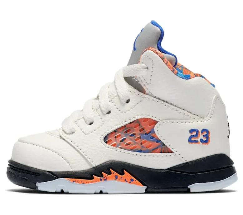 Air Jordan 5 Retro TD ‘International Flight’ Sail/Orange Peel-Black-Hyper Royal (440890-148)