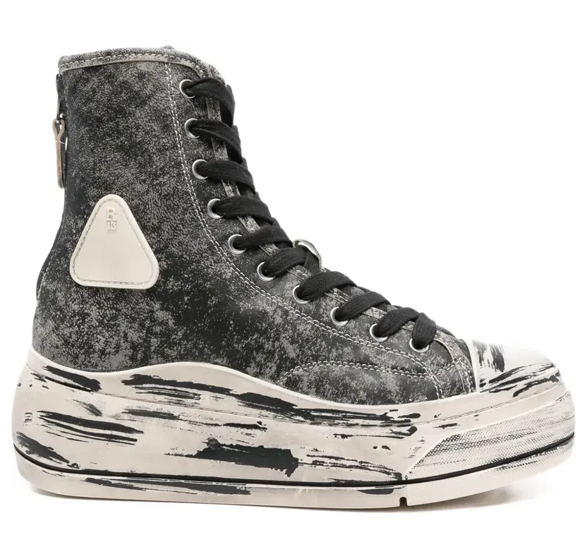 R13 Kurt sneakers met gerafeld effect en rits – Zwart (R13WS057)