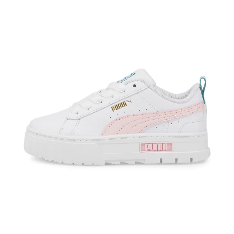 PUMA Mayze Leather Kids’ White/Chalk Pink (384528-03)