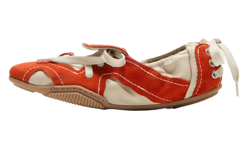 Acne Studios Suede Lace-Up Shoes Womens “Off White / Orange” (AD0941-AT2)