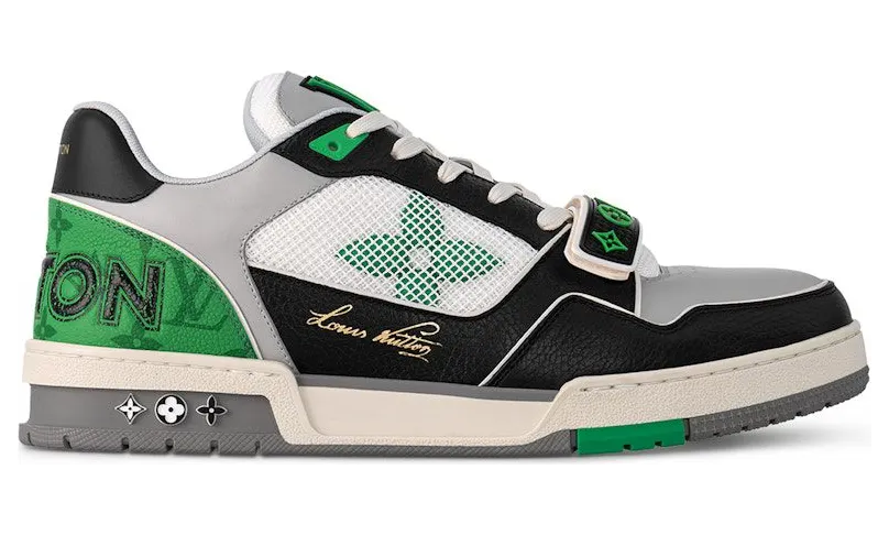 Louis Vuitton LV Trainer Monogram strap Black White Green (1AC50F)