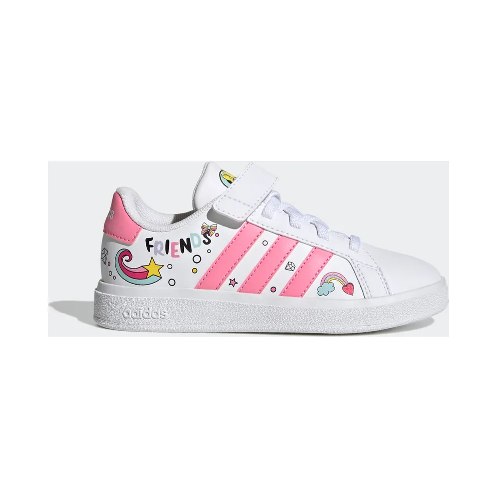 adidas x Disney Grand Court Minnie Maus Elastic Laces Top Strap Schuh Cloud White / Bliss Pink / Grey Two (GY6629)