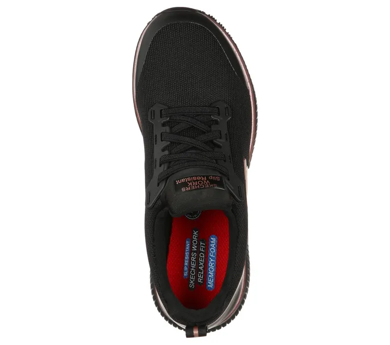 Skechers Work Slip-Resistant: Squad Sneaker Black/Roos Gold