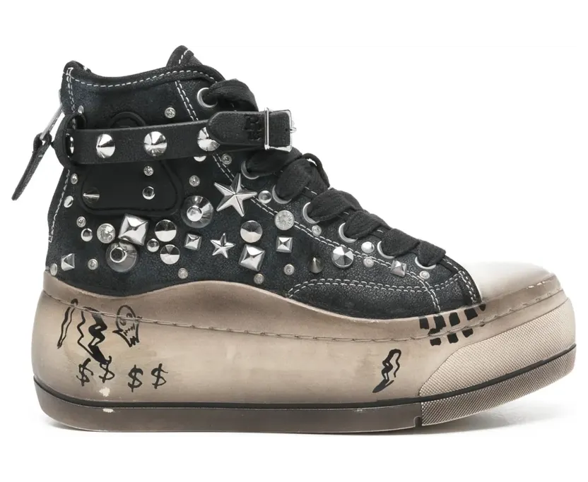 R13 Sneakers met plateauzool en studs – Zwart (R13S5029S242W)