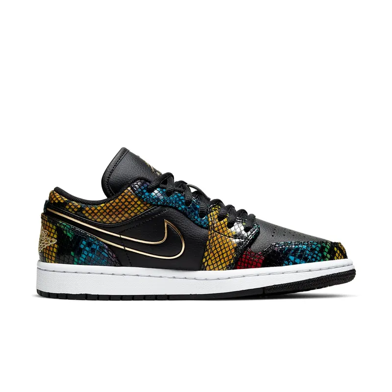 Jordan 1 Low Multicolor Snakeskin (W) (2020) Black/Metallic Gold (CW5580-001)