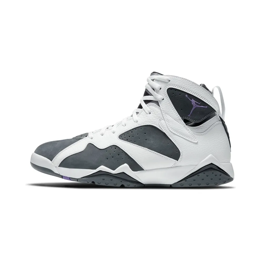 Jordan 7 Retro Flint (2021) – “White / Flint Grey / Black / Varsity Purple” (CU9307-100)